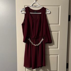 Eclipse Burgundy Cold Shoulder Mini Dress